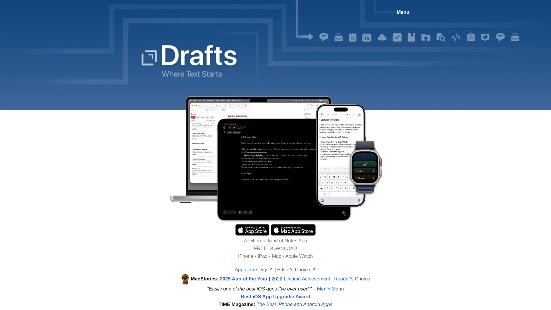 Drafts quick text capture app