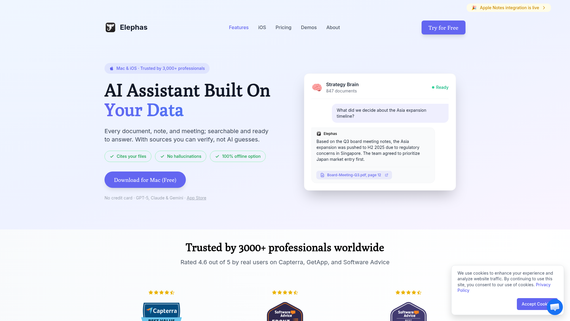 Elephas AI knowledge base for Mac