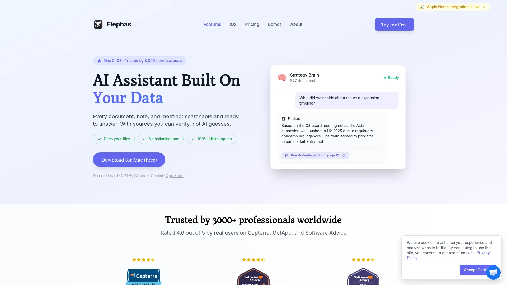 Elephas AI knowledge base for Mac