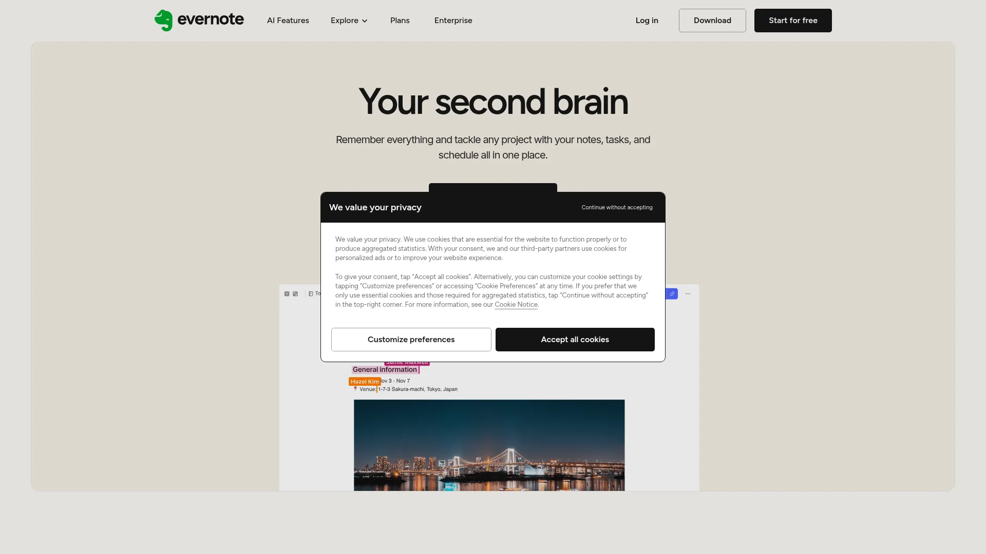 Evernote note-taking app