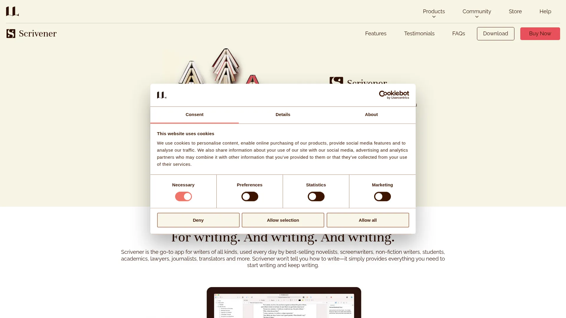 Scrivener writing software for Mac