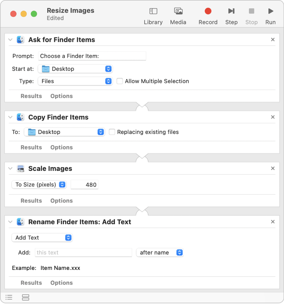 Automator screenshot 1