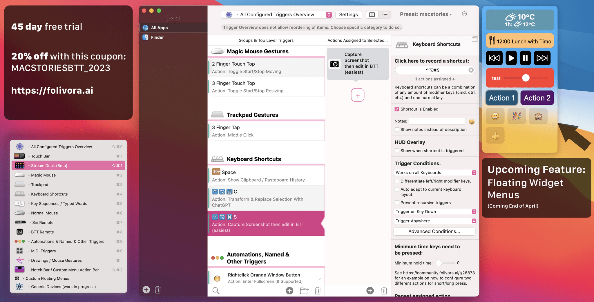 BetterTouchTool screenshot 3
