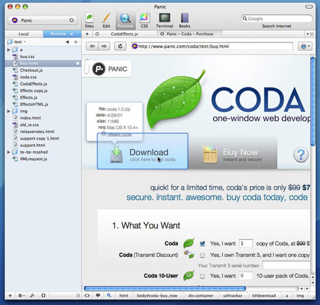 Coda screenshot 1