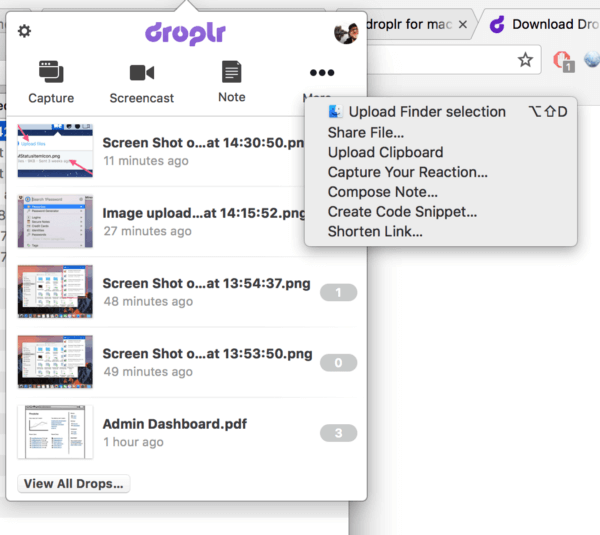 Droplr screenshot 2