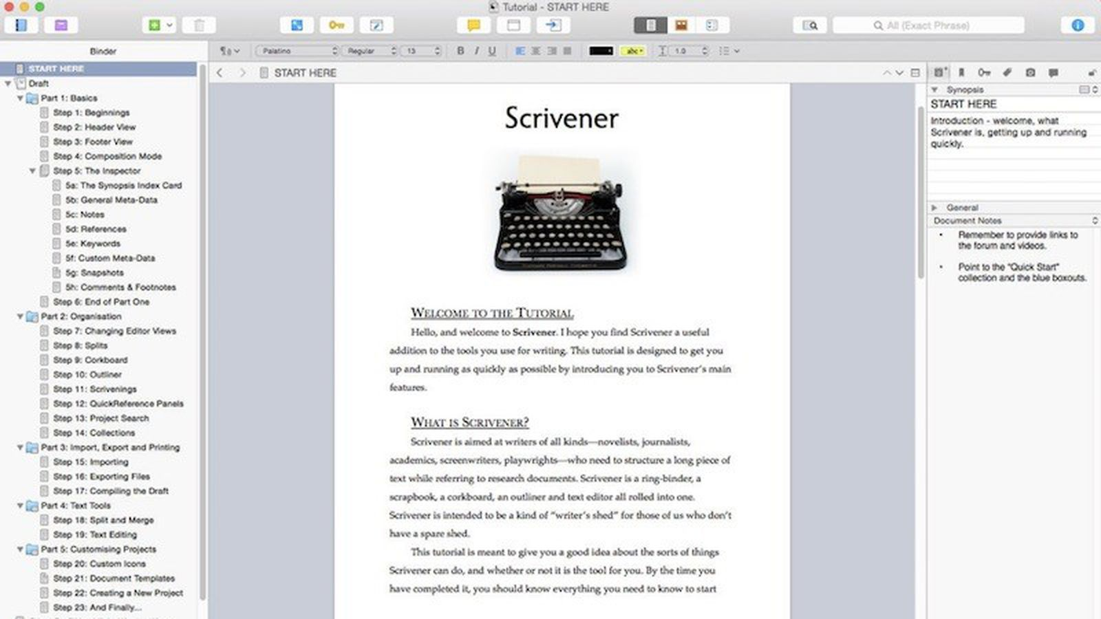 Scrivener screenshot 1