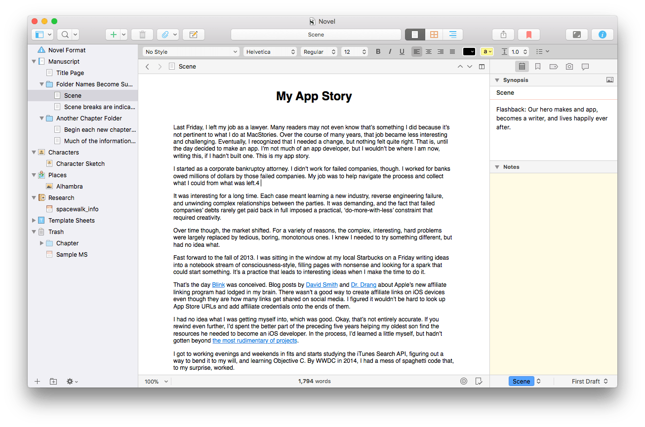 Scrivener screenshot 3