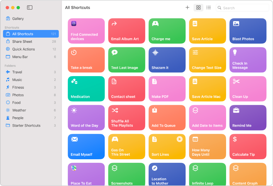 Shortcuts screenshot 1