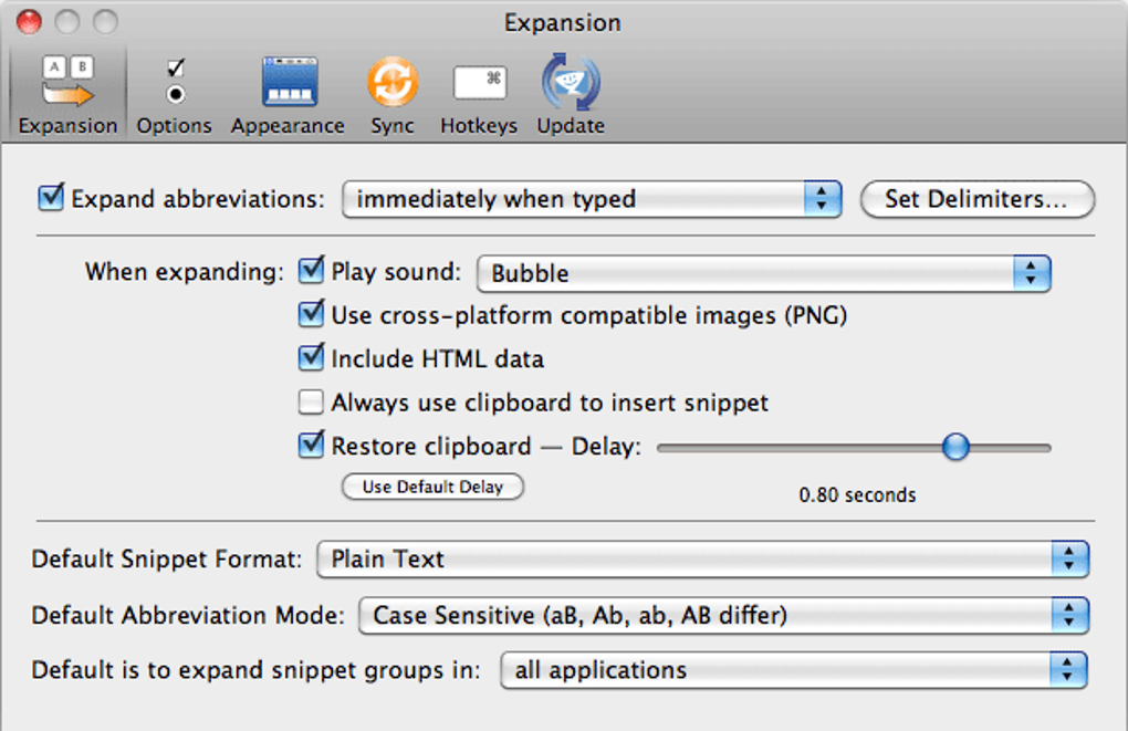 TextExpander screenshot 1